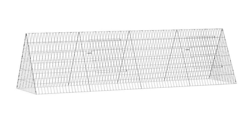 vidaXL Silver Galvanised Steel Rabbit Cage - 215 x 55 x 55cm