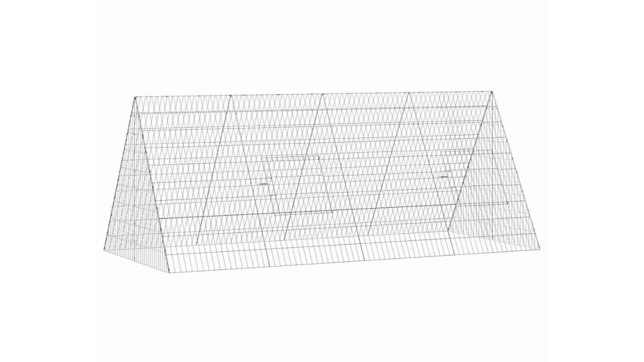 vidaXL Silver Galvanised Steel Rabbit Hutches - 215 x 100 x 85cm