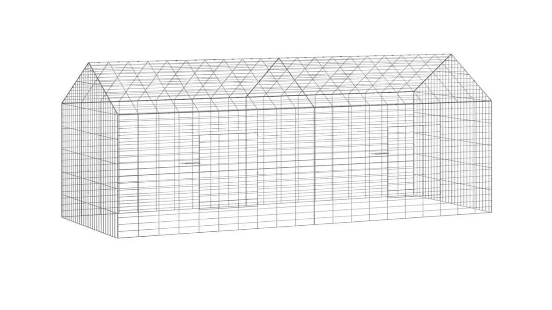 vidaXL Silver Galvanised Steel Modern Rabbit Cage - 200 x 78 x 78cm 