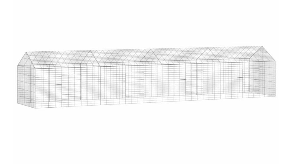 vidaXL Silver Galvanised Steel Modern Rabbit Cage - 400 x 78 x 78cm
