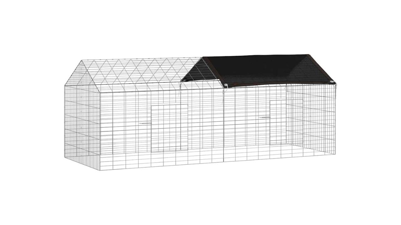 vidaXL Silver Galvanised Steel Rabbit Cage - 200 x 78 x 78cm
