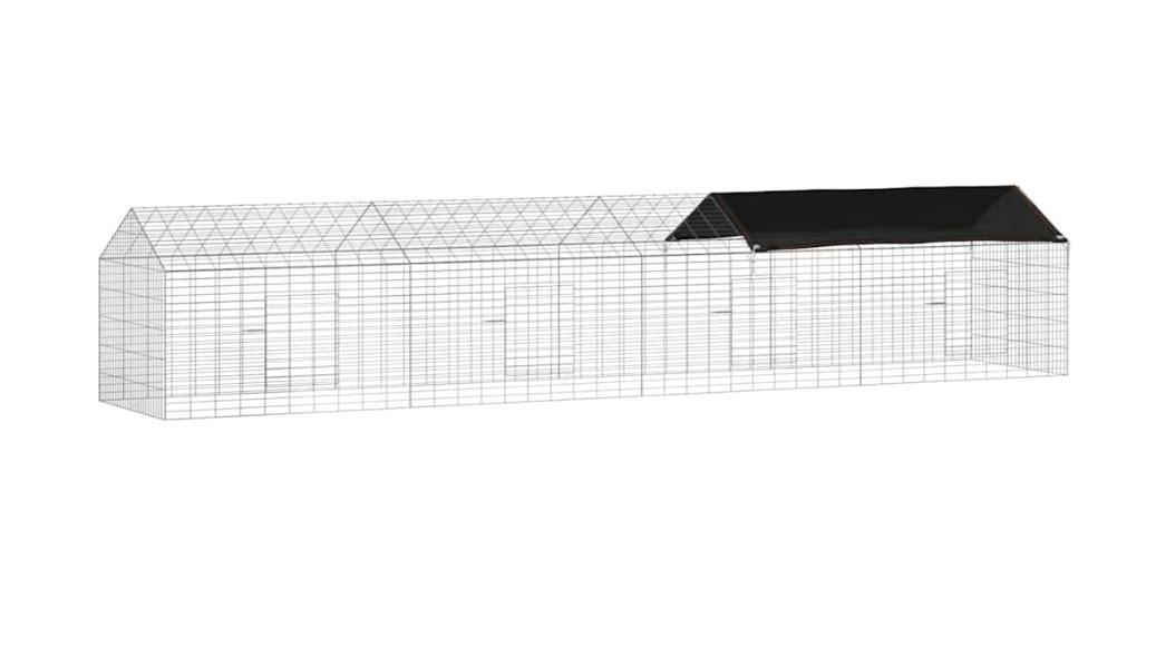 vidaXL Silver Galvanised Steel Rabbit Cage - 400 x 78 x 78cm