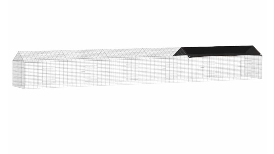 vidaXL Silver Galvanised Steel Rabbit Cage - 600 x 78 x 78cm