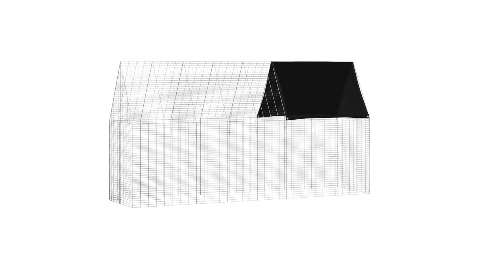 vidaXL Silver Galvanised Steel Rabbit Cage - 400 x 100 x 210cm