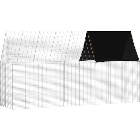 vidaXL Silver Galvanised Steel Rabbit Cage - 400 x 100 x 210cm