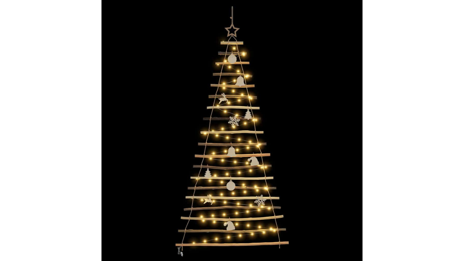 vidaXL Natural Solid Ash Wood Christmas Tree with 100 LED - 180cm