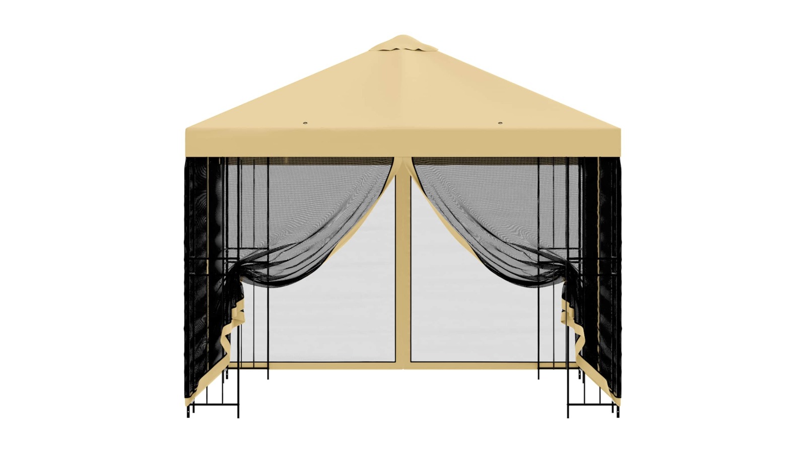vidaXL Cream Polyester and Steel Garden Gazebo with Sidewall - 3 x 3m