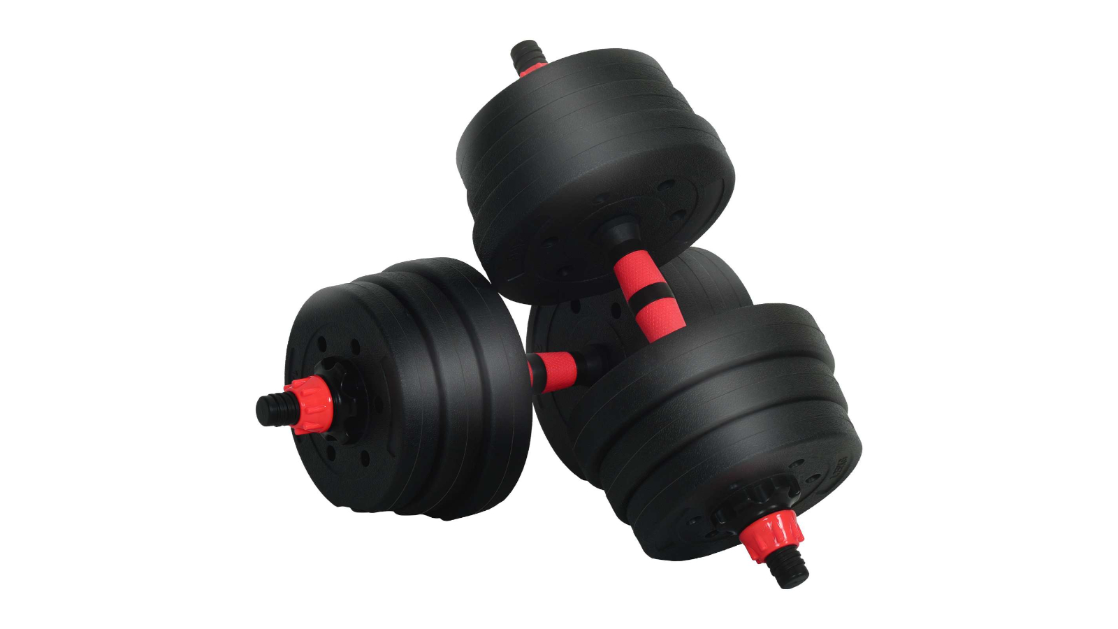 vidaXL Black/Red 2-in-1 Dumbbell Barbell Set - 20kg