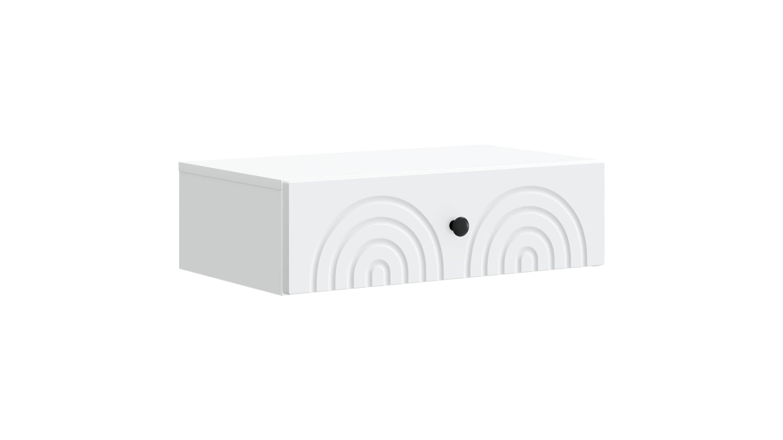 vidaXL White Carved Design Floating Storage Drawer - 59 x 34.5 x 17cm