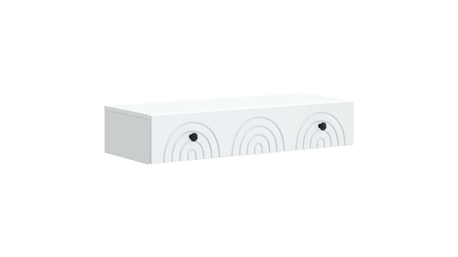 vidaXL White Carved Design Floating Storage Drawer - 87.5 x 34.5 x 17cm