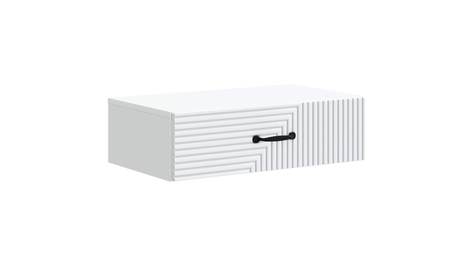 vidaXL White Engineered Wood Textured Wall-Mounted Storage Drawer - 59 x 34.5 x 17cm