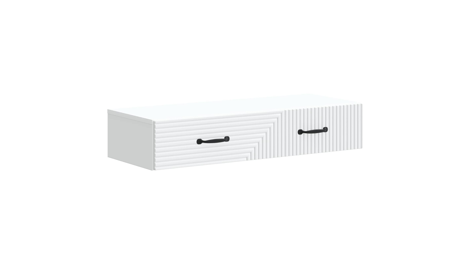vidaXL White Engineered Wood Textured Wall-Mounted Storage Drawer - 87.5 x 34.5 x 17cm