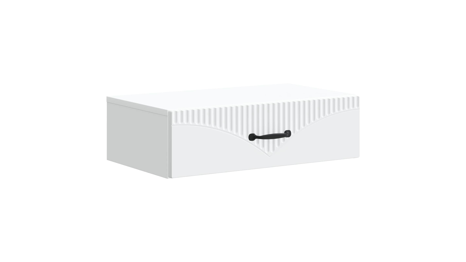 vidaXL White Textured Ribbing Wall-Mounted Floating Storage Drawer - 59 x 34.5 x 17cm