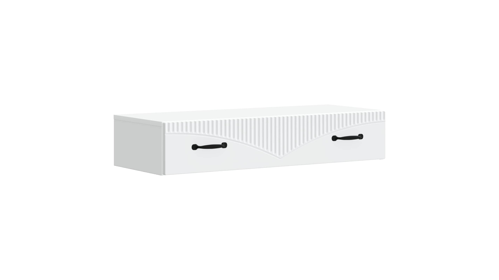 vidaXL White Textured Ribbing Wall-Mounted Floating Storage Drawer - 87.5 x 34.5 x 17cm