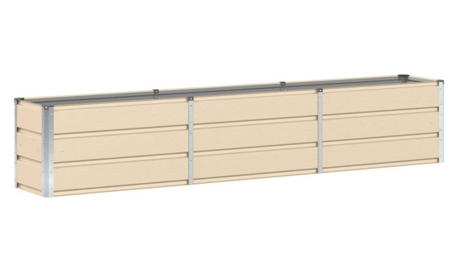 vidaXL Ivory Steel Planter - 240 x 40 x 45cm
