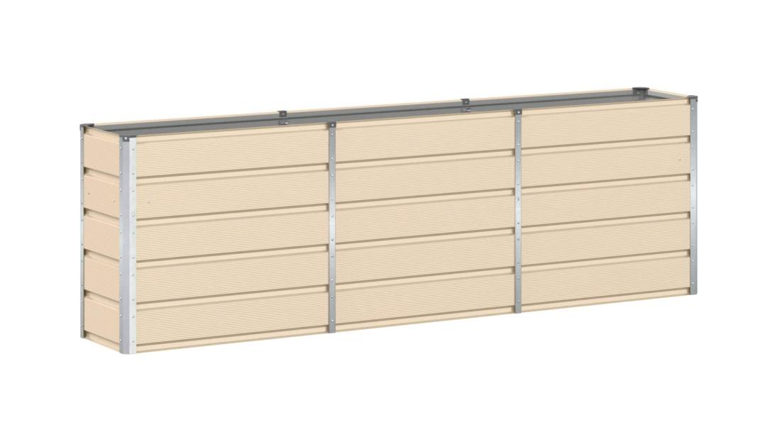 vidaXL Ivory Steel Planter - 240 x 40 x 75cm