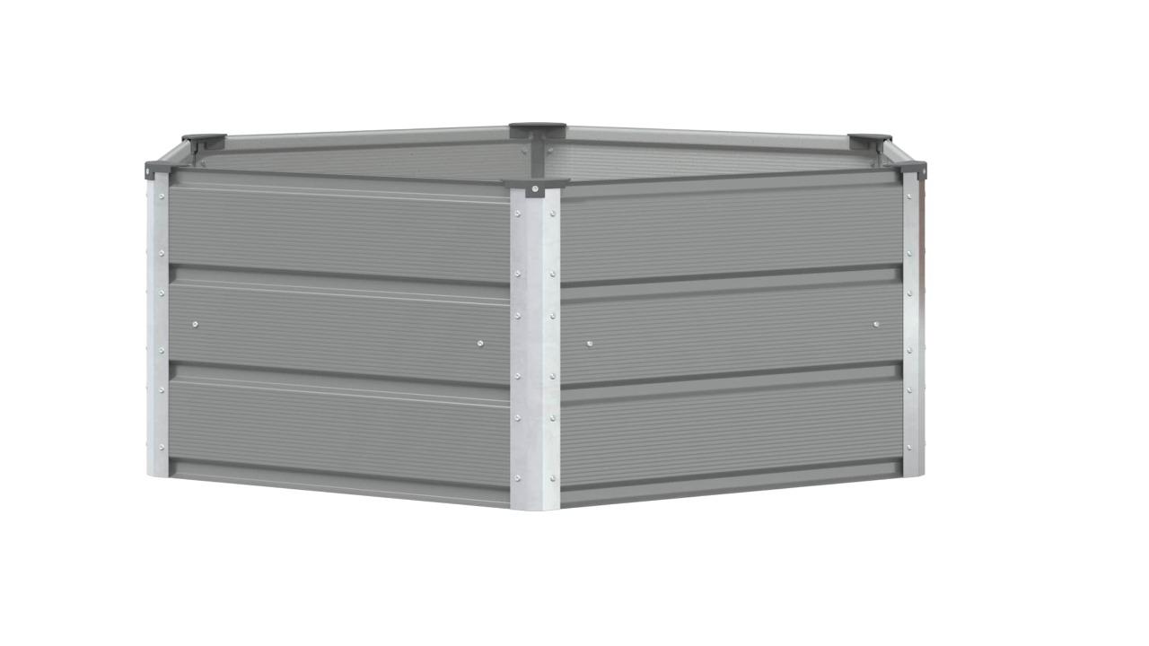 vidaXL Light Grey Steel Hexagon Planter - 129 x 129 x 45cm