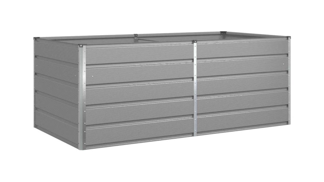 vidaXL Light Grey Galvanised Steel Planter - 195 x 100 x 75cm