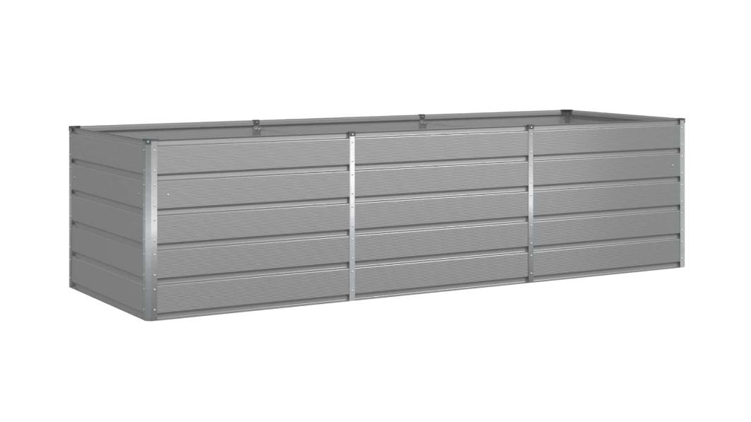 vidaXL Light Grey Galvanised Steel Planter - 290 x 100 x 75cm