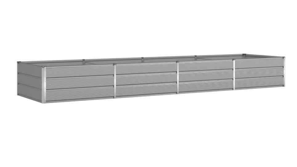 vidaXL Light Grey Galvanised Steel Planter - 385 x 100 x 45cm