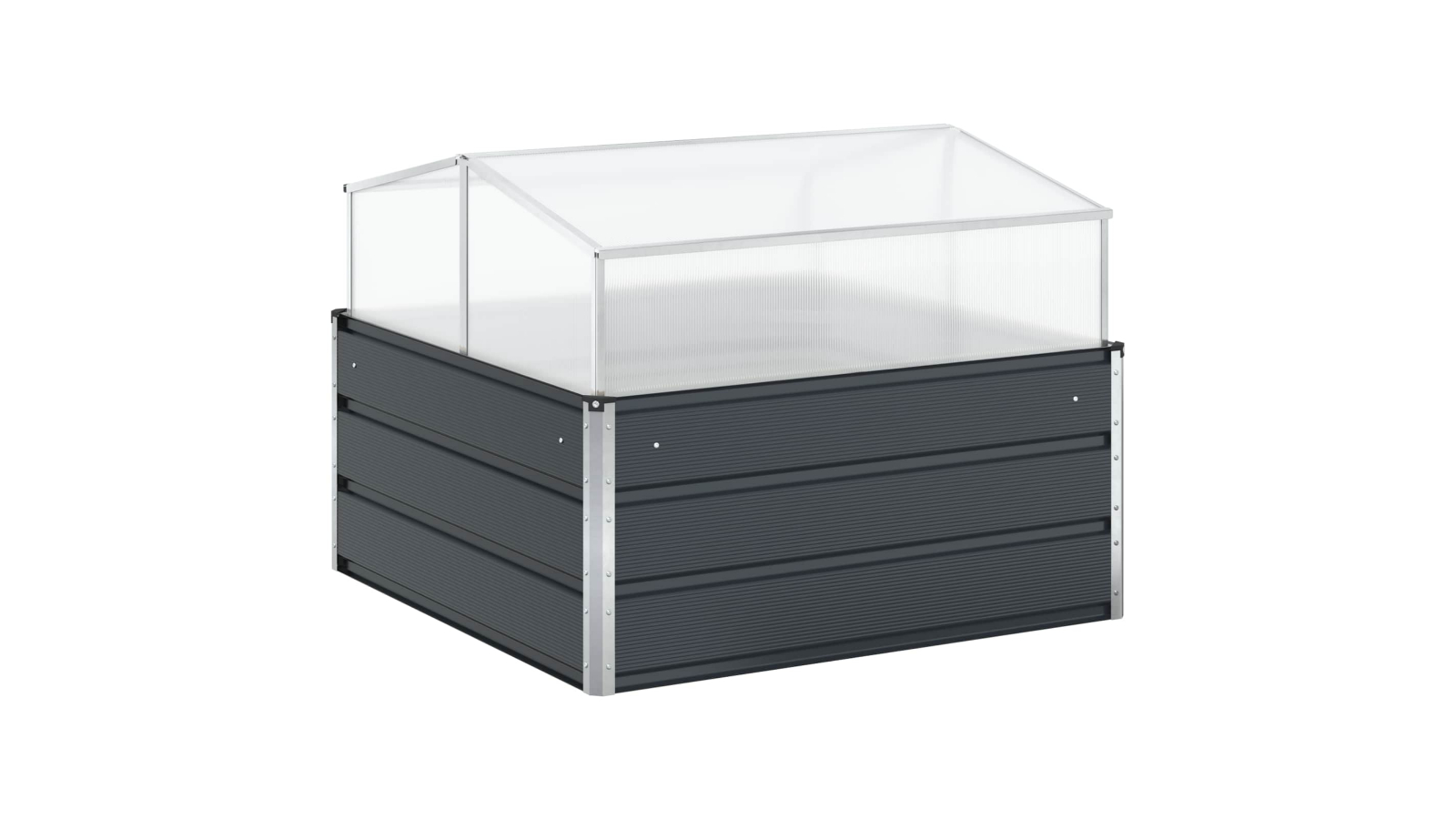 vidaXL Anthracite Galvanised Steel Planter with Green House Nail - 100 x 100 x 77cm