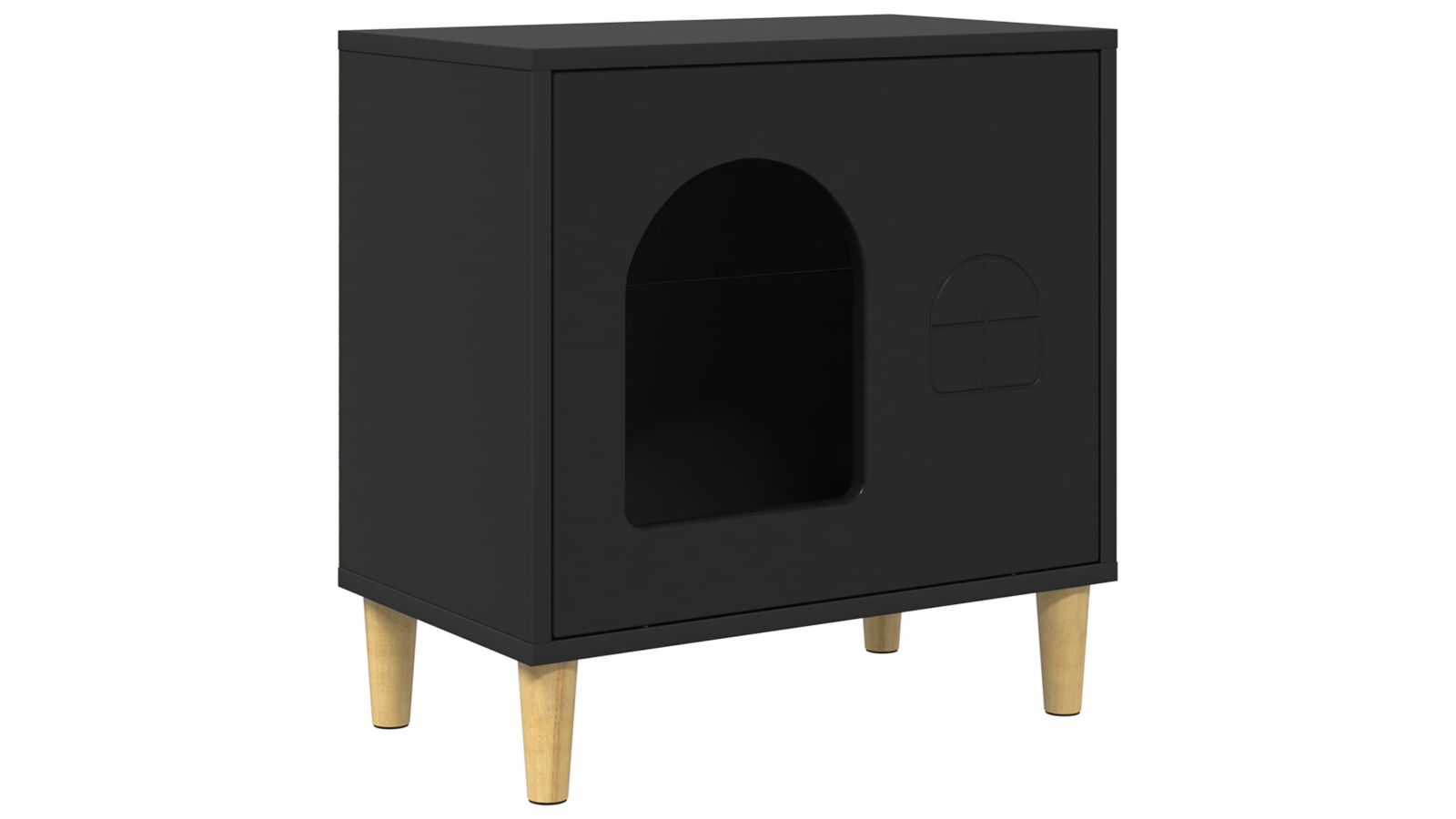 vidaXL 51 x 30 x 52cm Engineered Wood Cat House - Black