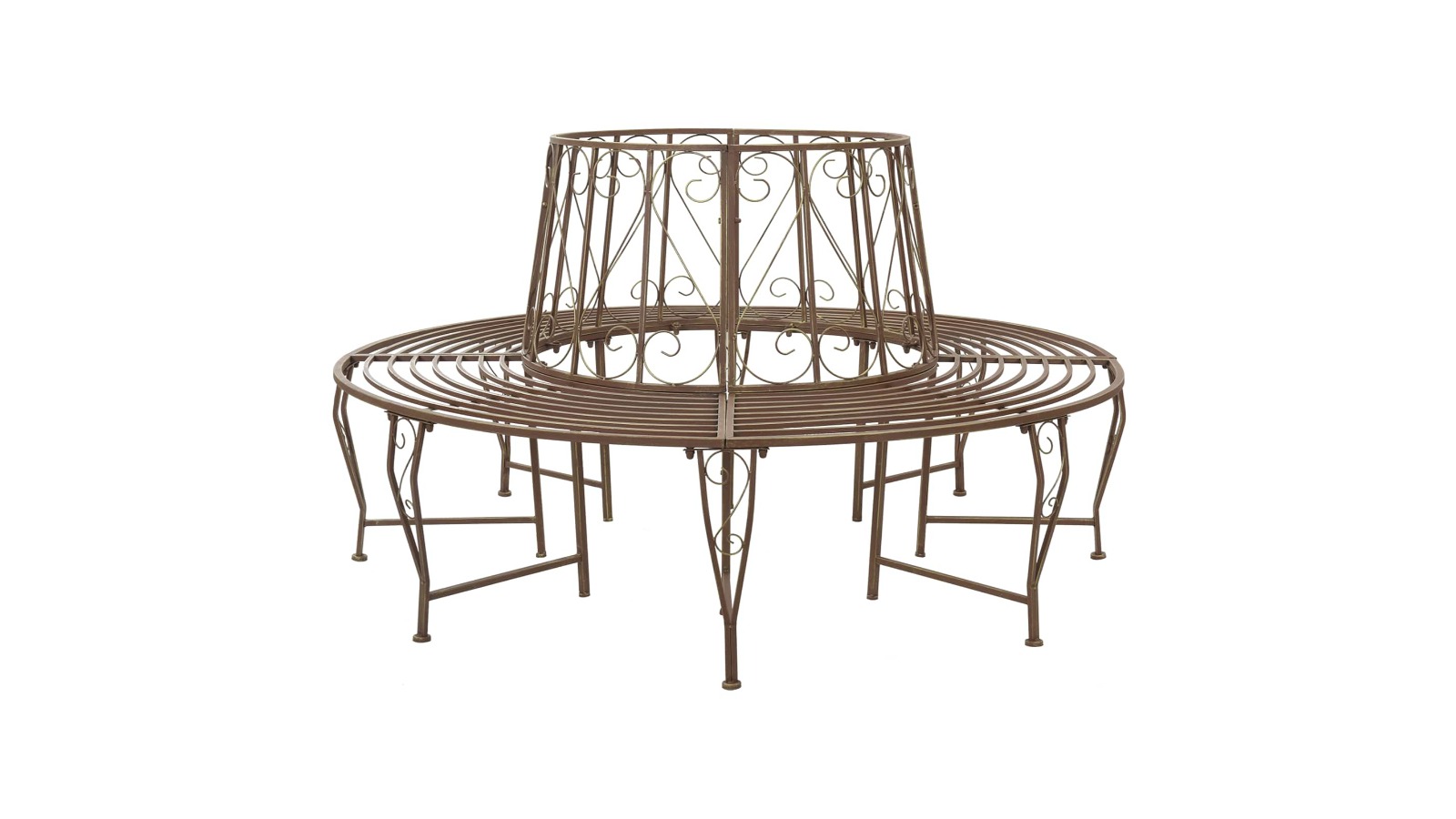 vidaXL Antique Brown Steel Round 8-Seater 160 x 89cm Tree Bench