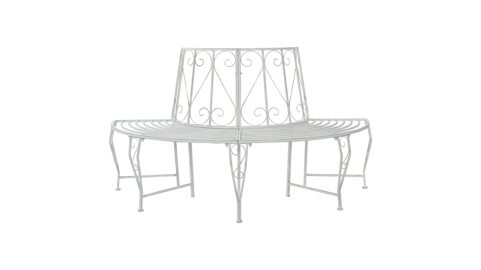 vidaXL Antique White Steel 4-Seater 160 x 80 x 89cm Tree Bench