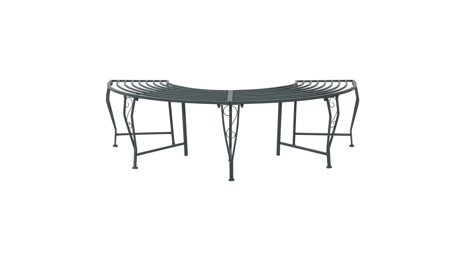 vidaXL Silver Grey Steel 4-Seater 160 x 80 x 44cm Tree Bench