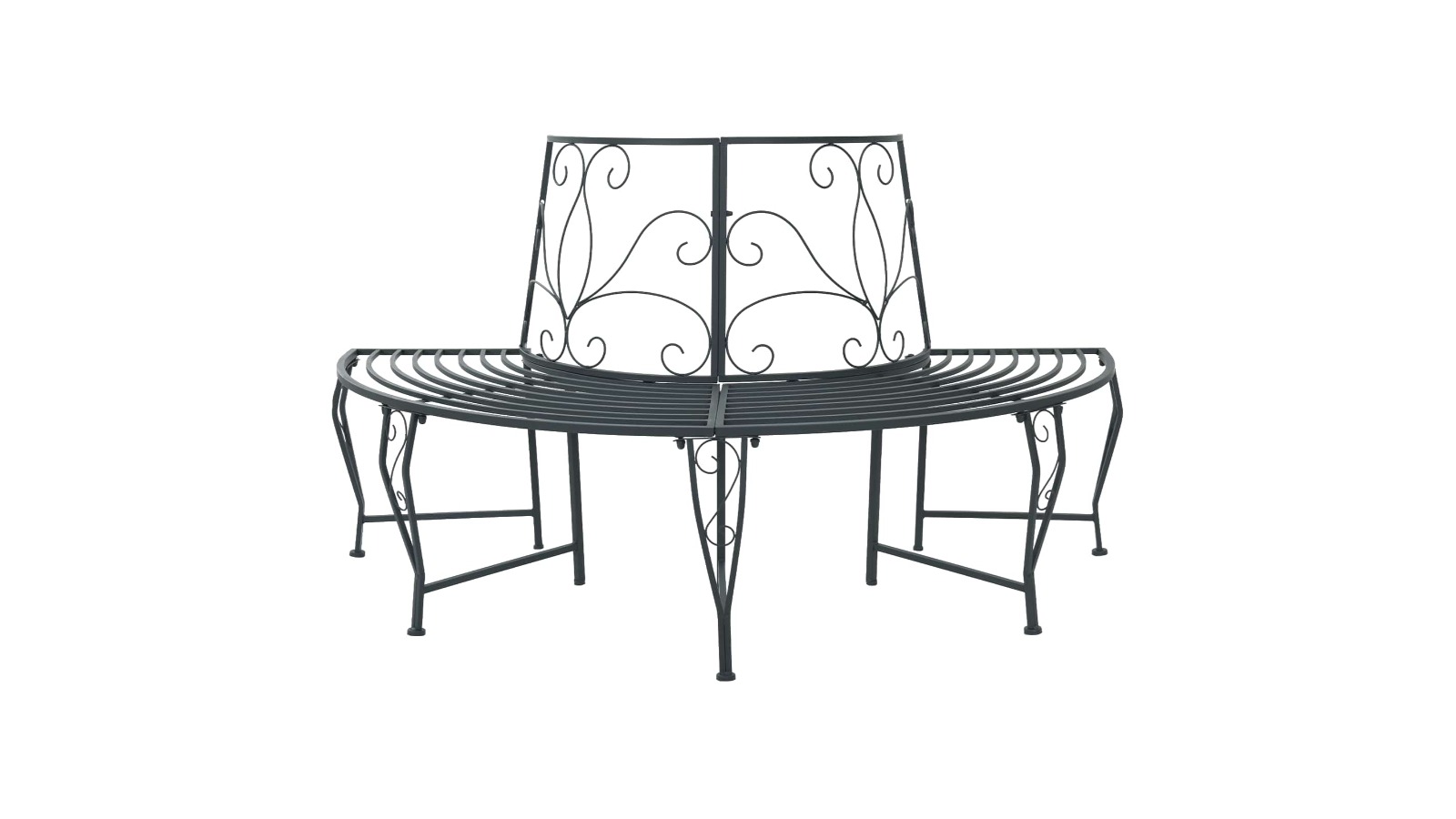 vidaXL 4-Seater Silver Grey Steel Tree Bench - 160 x 80 x 89cm