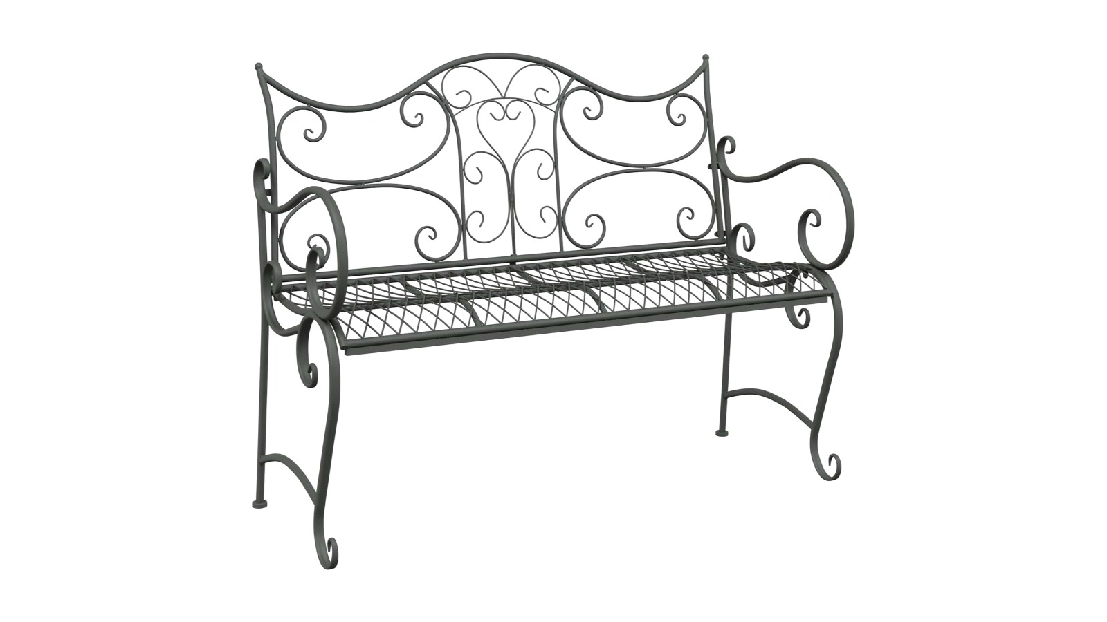 vidaXL Silver Grey Steel 2-Seater Garden Bench - 114 x 56.5 x 90cm