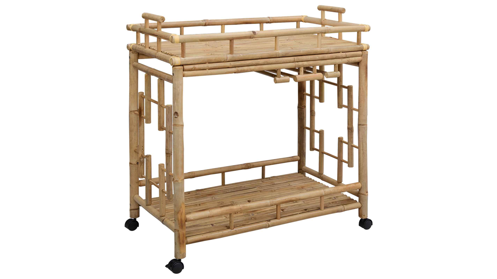 vidaXL Natural Bamboo 85 x 50 x 93cm Wine Trolley with Wheel