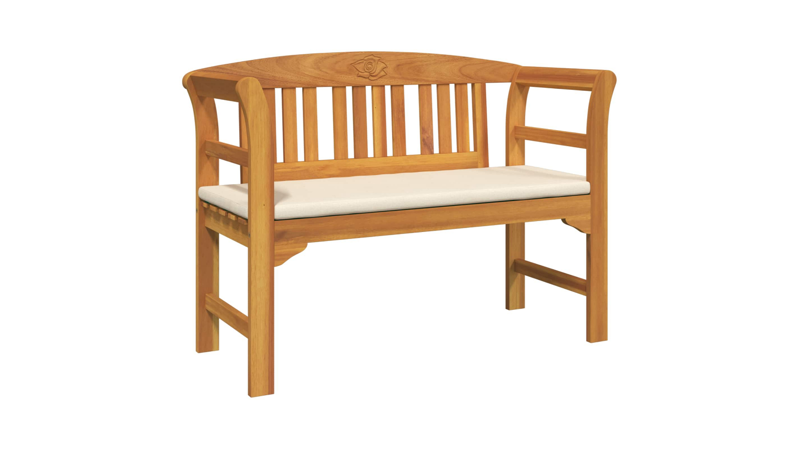 vidaXL 114 x 46 x 82.5cm Solid Acacia Wood Rose Bench - Cream White