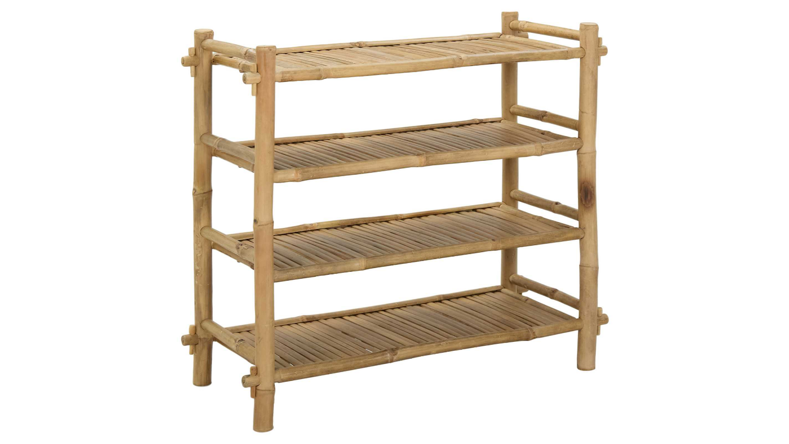 vidaXL 4-Tier Natural Bamboo Shoe Rack with Shelf