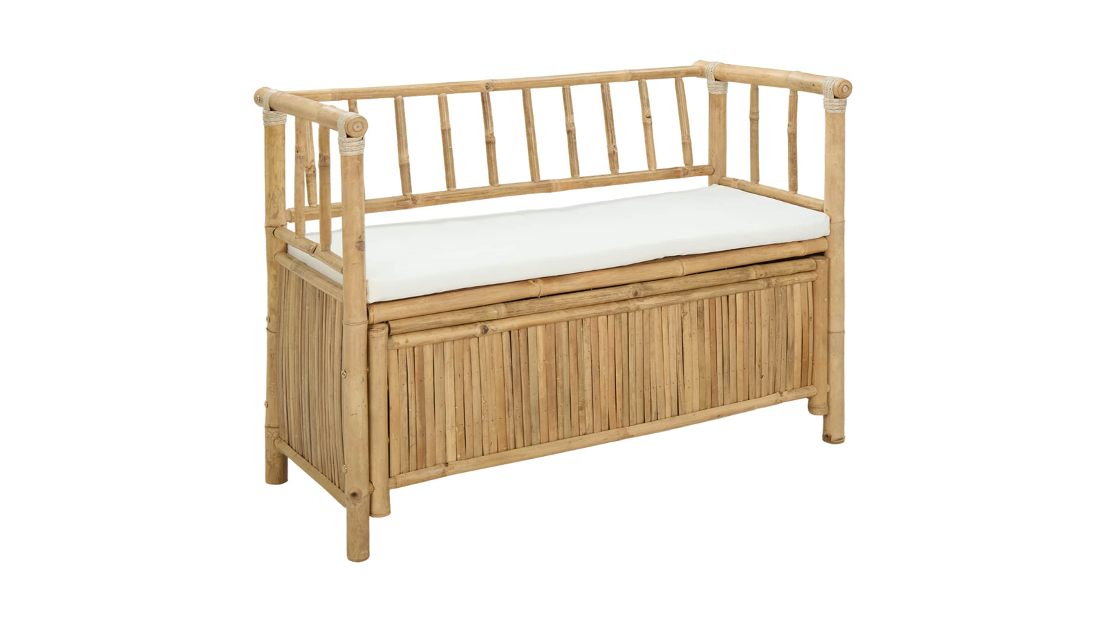 vidaXL Natural Bamboo 110 x 50 x 80cm Garden Storage Bench - White
