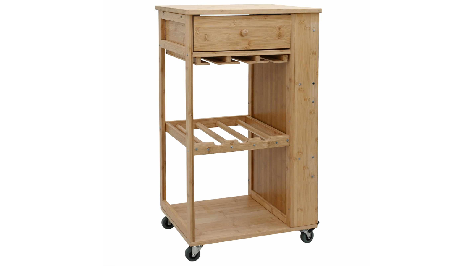 vidaXL Natural Bamboo 47.5 x 36 x 83cm Kitchen Trolley with Wheel