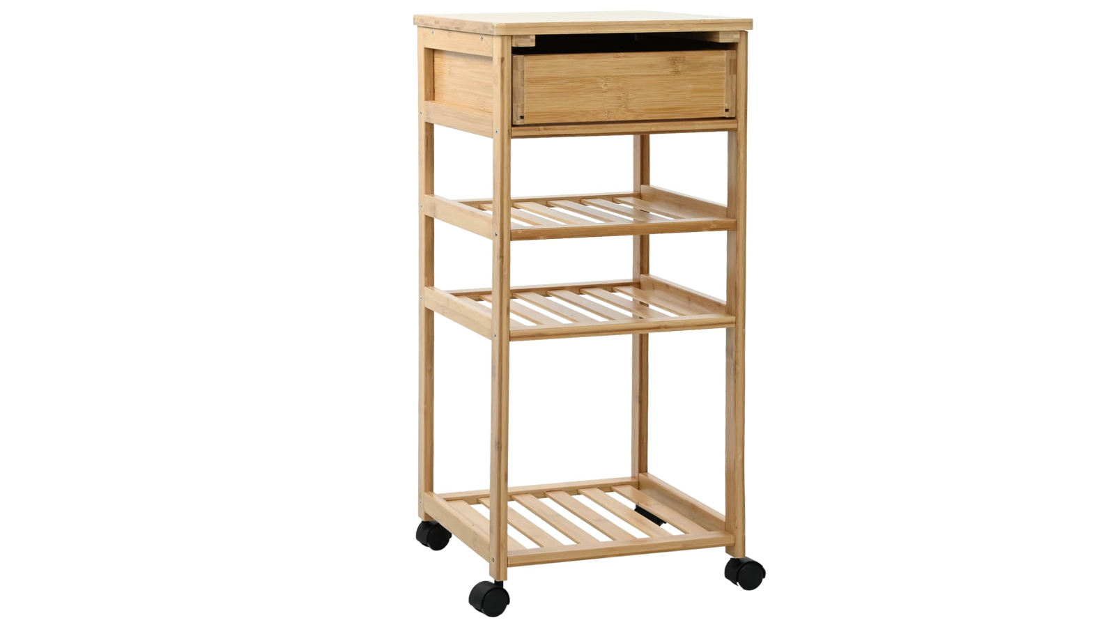 vidaXL Natural Bamboo 37 x 36 x 80cm Kitchen Trolley with Wheel