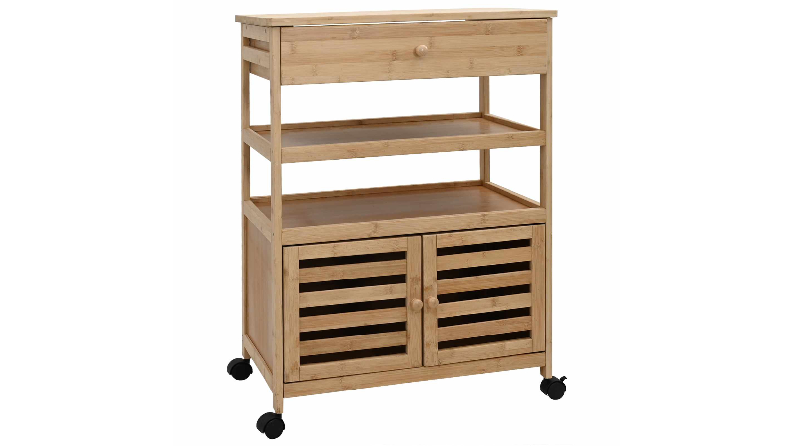 vidaXL Natural Bamboo 59.5 x 36 x 82cm Kitchen Trolley with Wheel