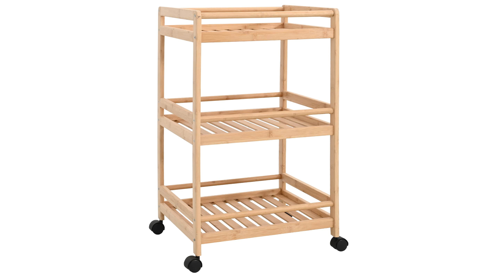 vidaXL Natural Bamboo 46 x 38 x 76cm Kitchen Trolley with Wheel