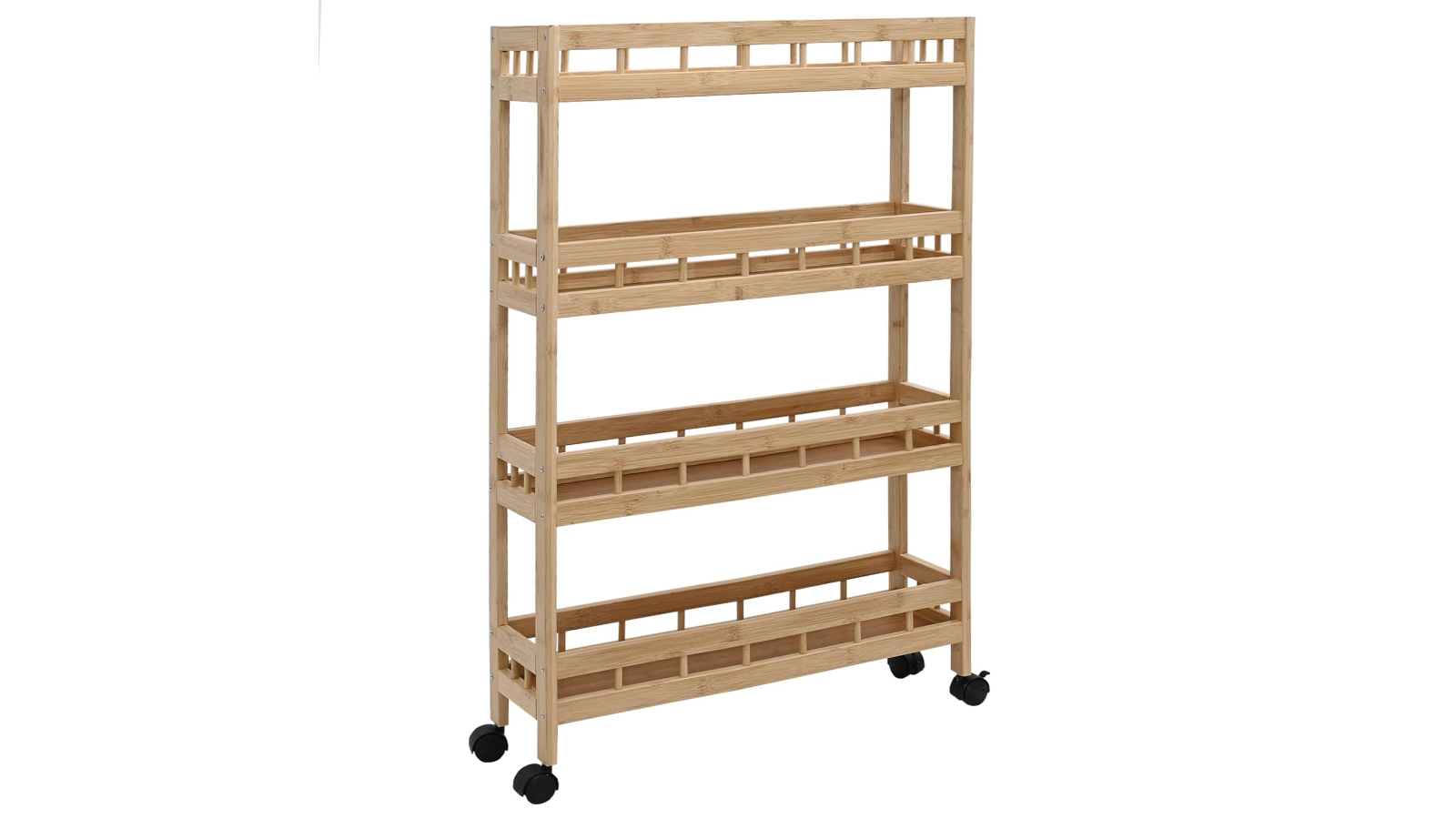 vidaXL Natural Bamboo 60 x 18 x 97cm Kitchen Trolley with Wheel