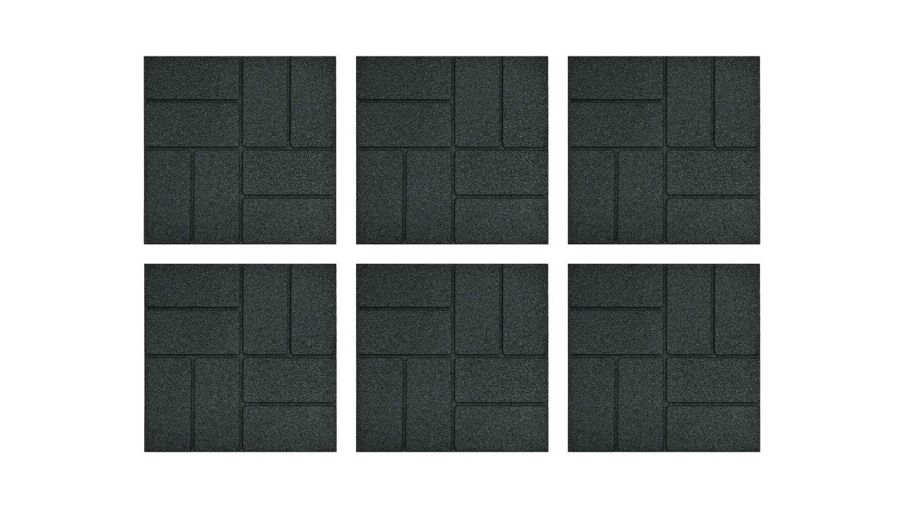 vidaXL 6 Piece 40.5 x 40.5 x 2cm Rubber Stepping Stone - Black 
