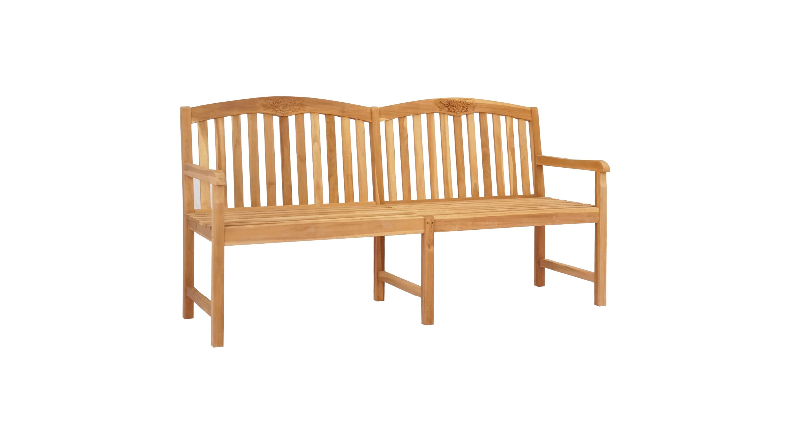 vidaXL Natural Solid Teak Wood Handcarved Rose Bench - 150 x 60 x 90cm
