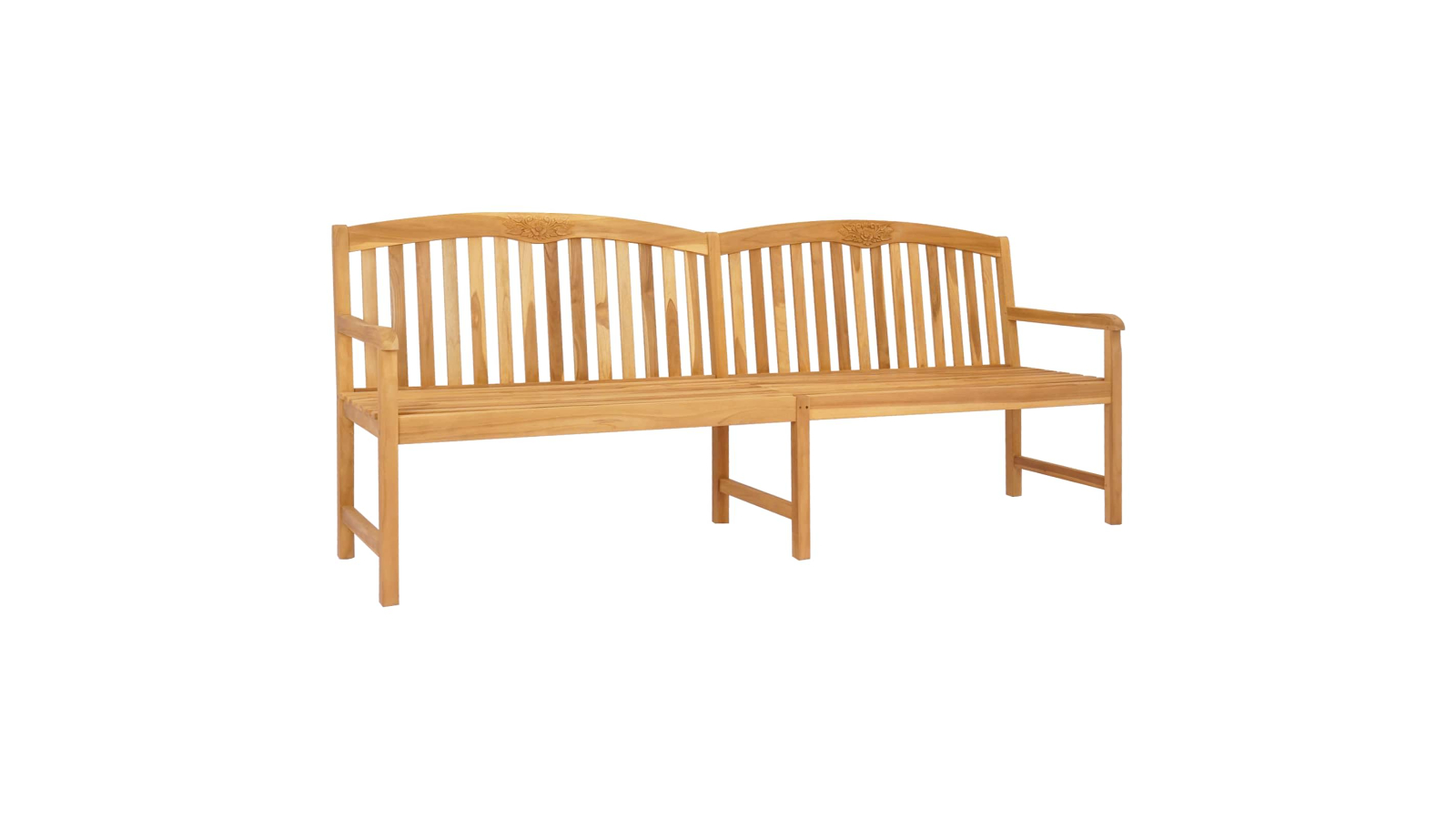 vidaXL Natural Solid Teak Wood Handcarved Rose Bench - 228 x 60 x 90cm