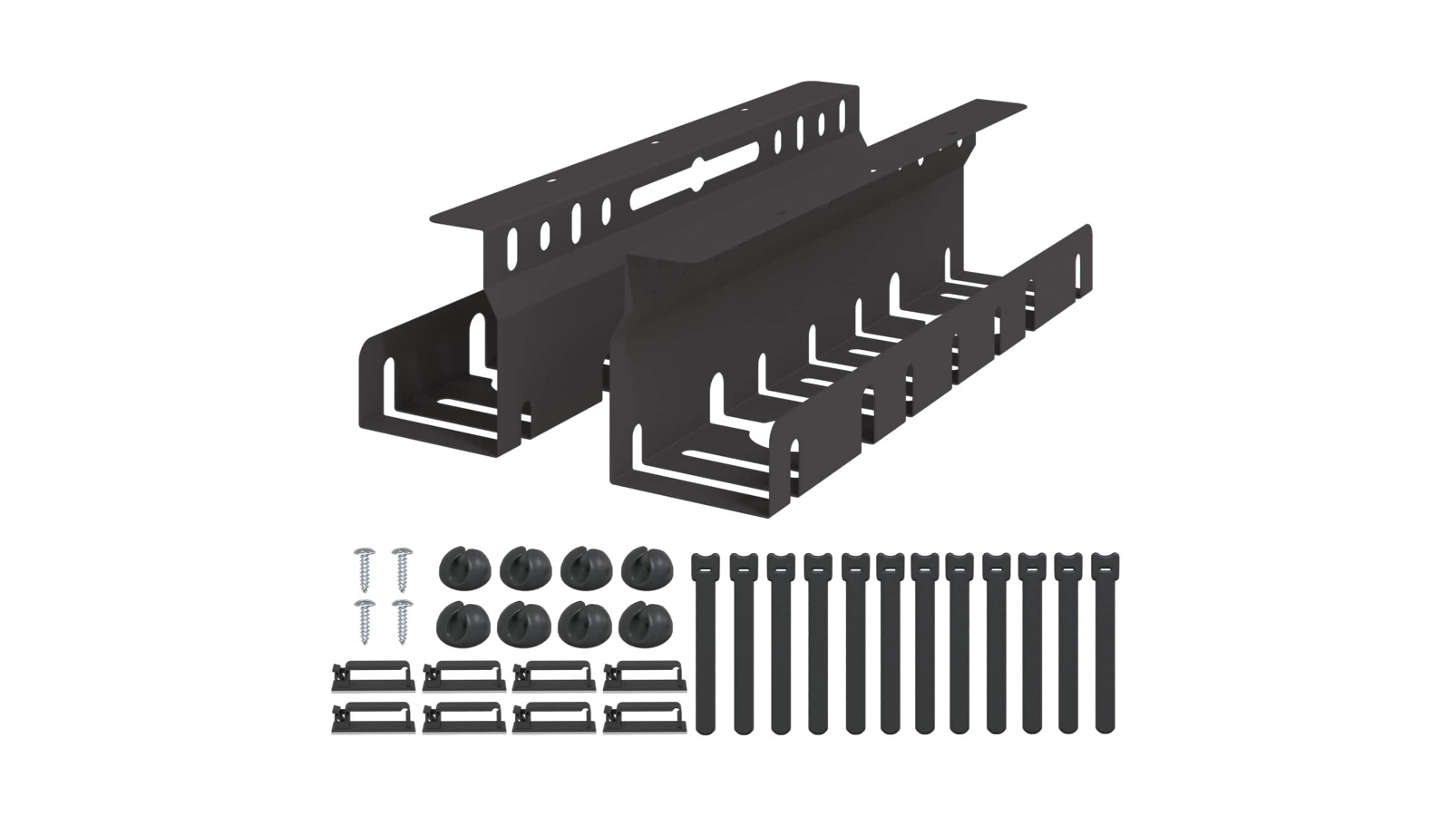 vidaXL 2 Piece 43 x 9 x 11cm Under Desk Cable Management Tray - Black