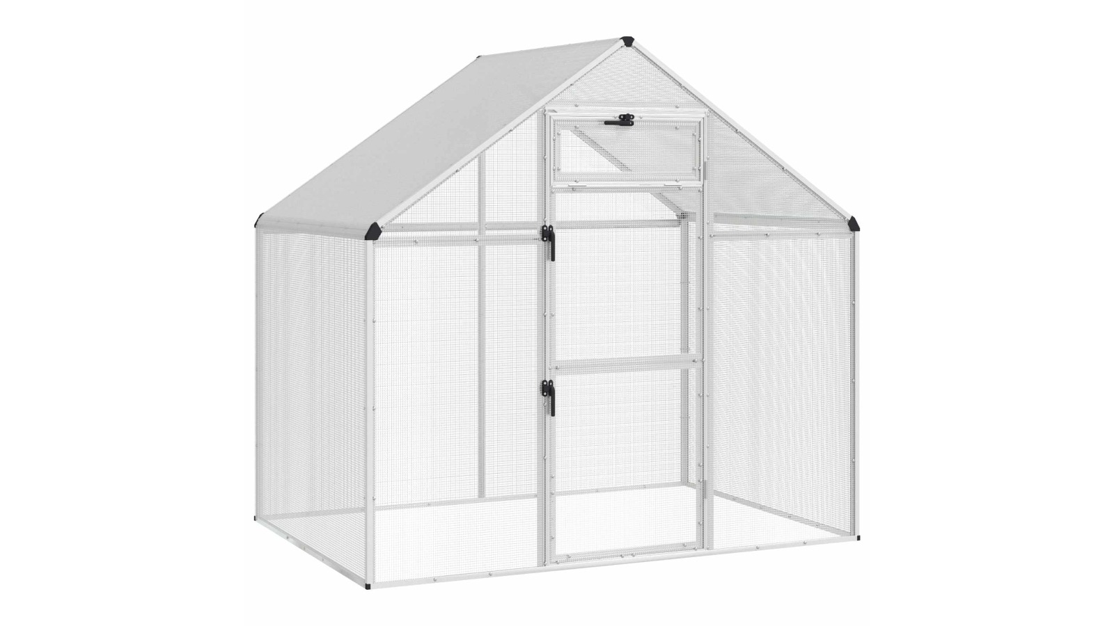 vidaXL Silver Welded Wire Mesh Bird Cage - 181.5 x 110.5 x 173.5cm