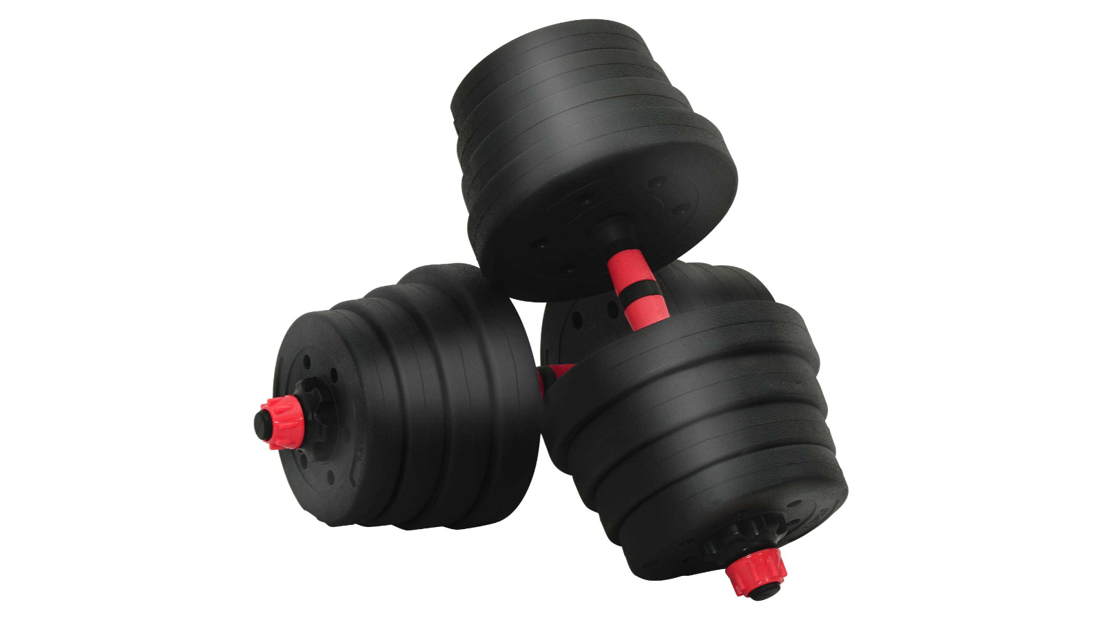 vidaXL Black/Red 2-in-1 40kg Dumbbell Set