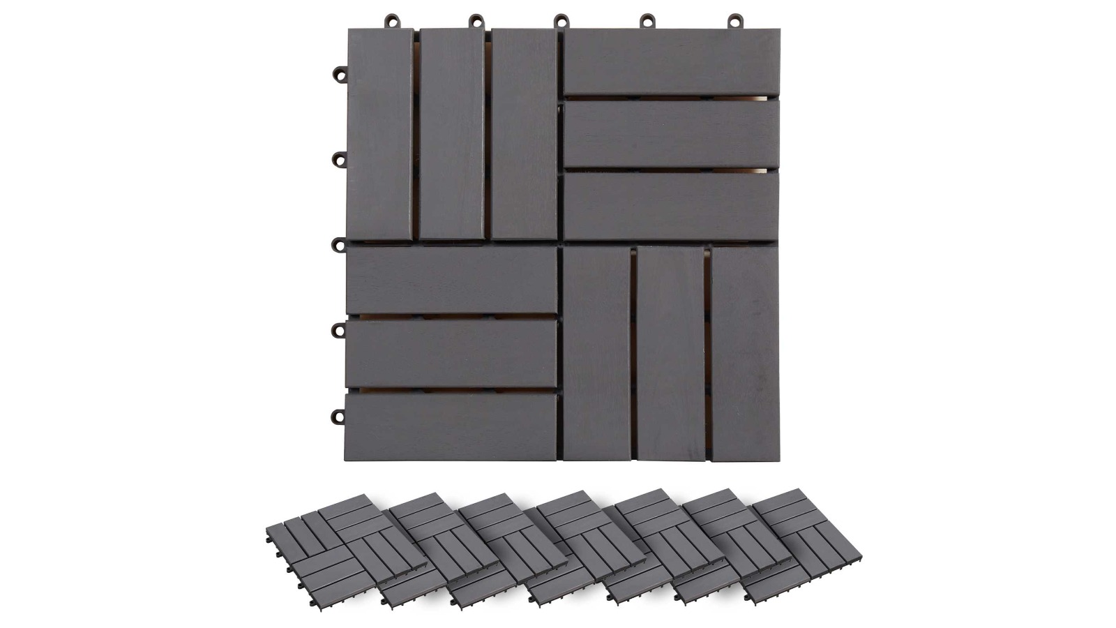 vidaXL 30 Piece Grey Acacia Hardwood Interlocking 30 x 30cm Decking Tile