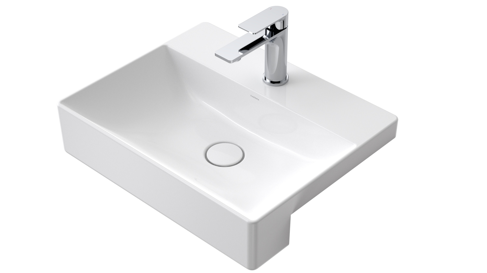 Caroma Urbane II Ceramic Semi Recessed Vanity Basin with 1 Tap Hole