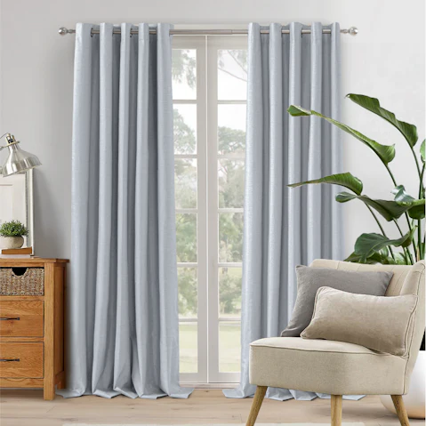 Sherwood Home 100% Blockout Eyelet Curtain Pair Ocean Blue - 180x223cm
