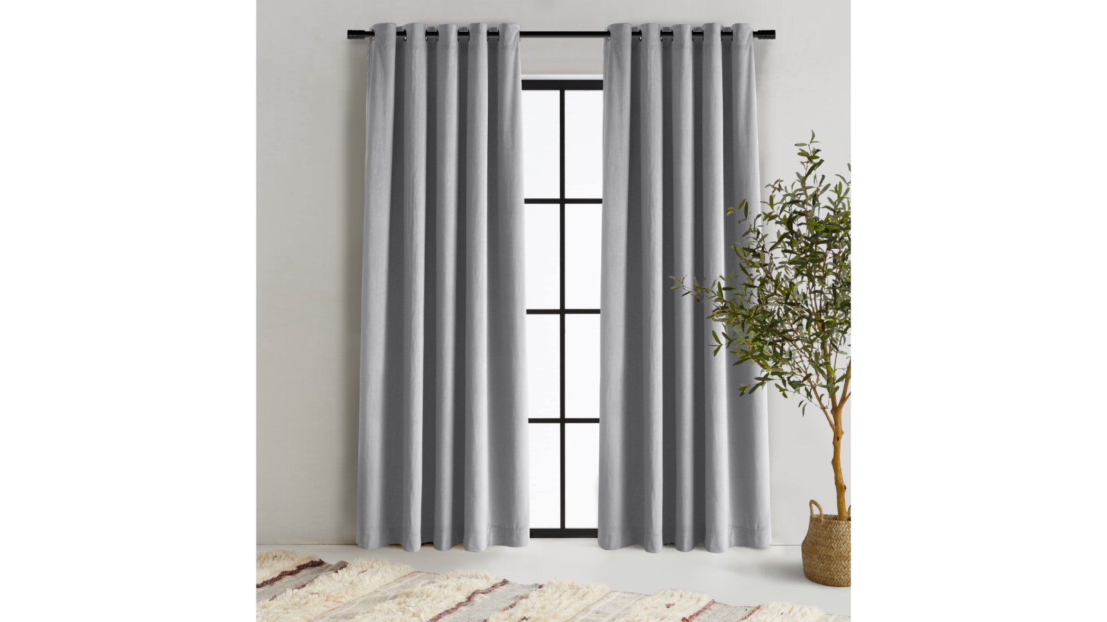 Cadence and Co Byron Matte Silver Blockout Eyelet Curtains Twin Pack